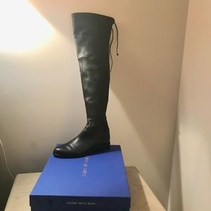 Stuart Weitzman-  Lowland Black Leather Boot